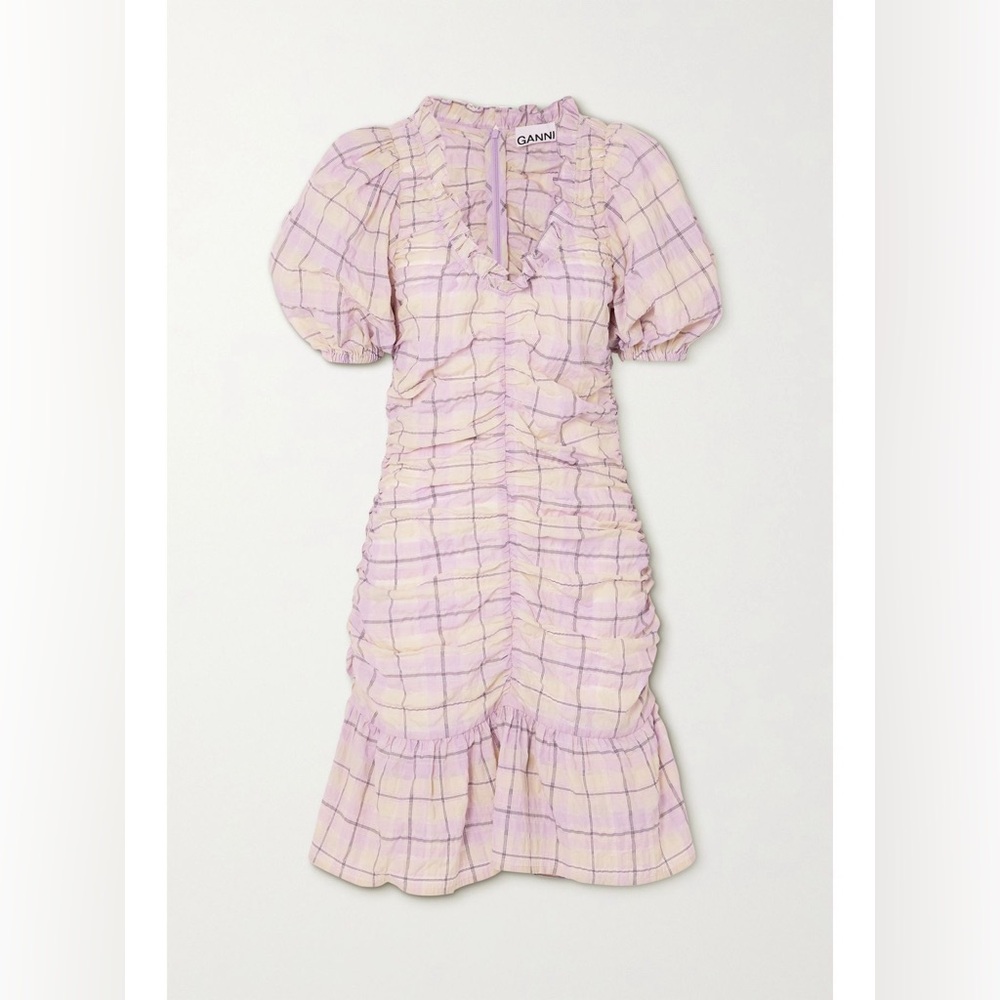 Ganni Pastel Plaid Mini Dress